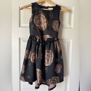 Children’s Place Black, Pink and Gold Floral Kids Dress - size 8